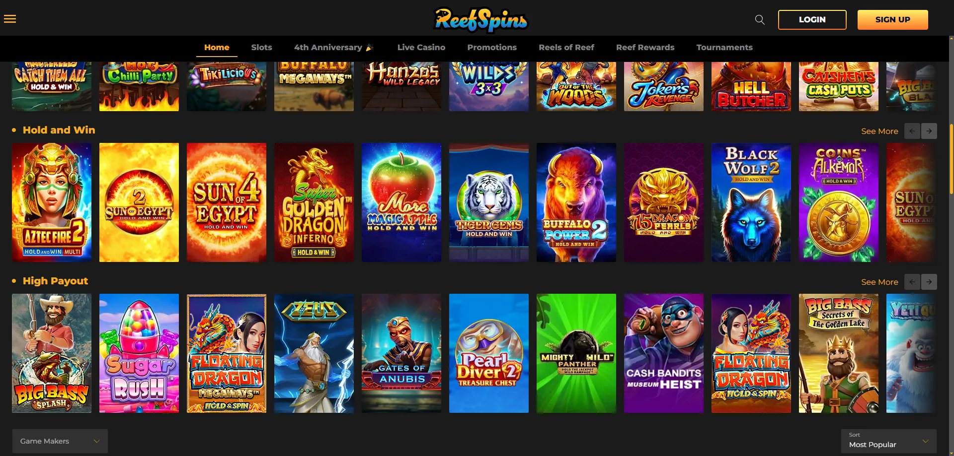 ReefSpins Casino online pokies and top slot games library